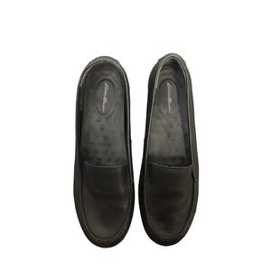 Eddie Bauer Women's Size 11 Black Leather Mocassin‎ Style Slip-on Flats